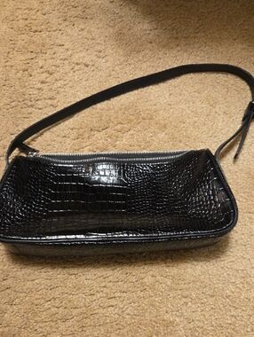 Old Navy Black Croc-Embossed Shoulder Bag